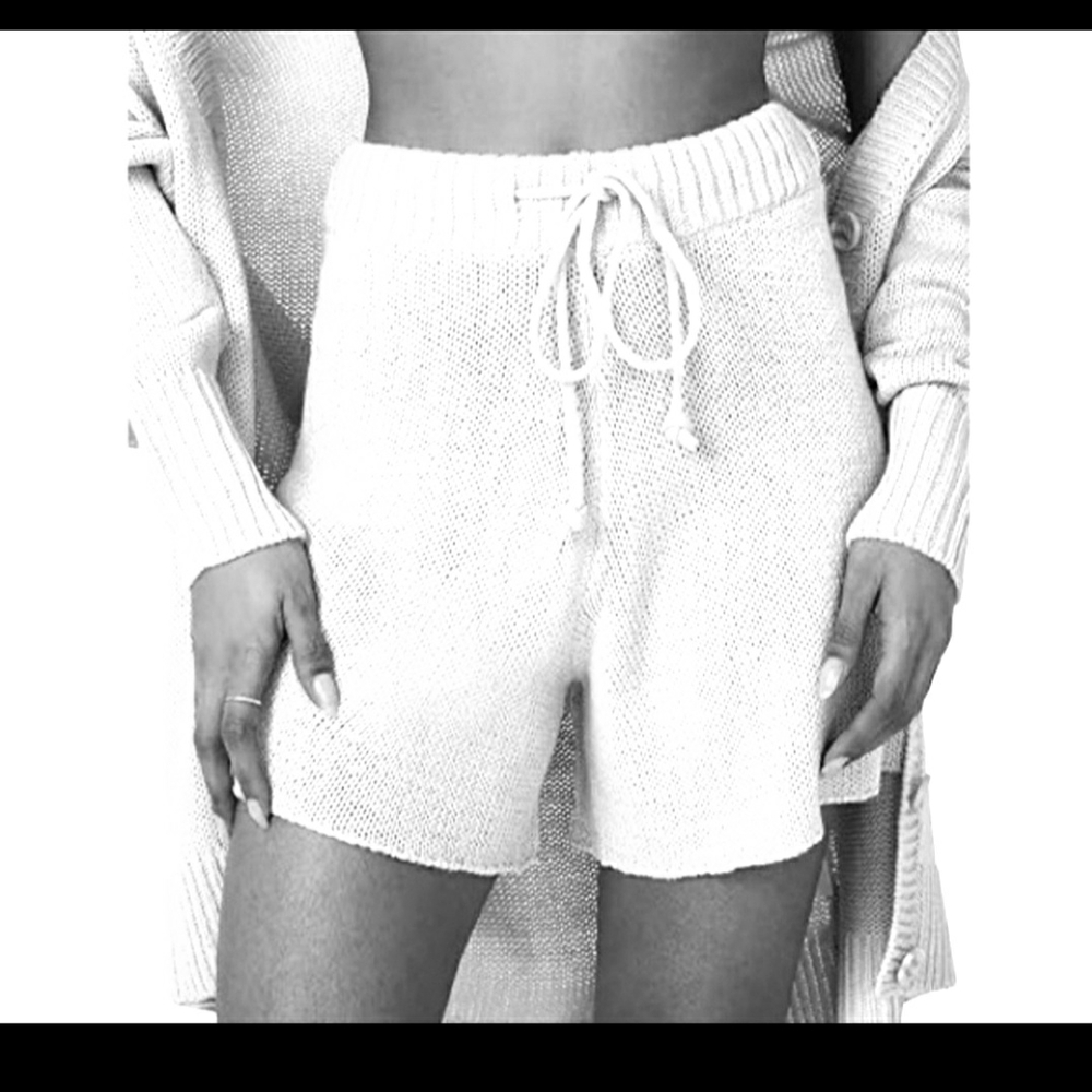 NWT WeWoreWhat High Waist Pullon Sweater Shorts In Ivory Sz M